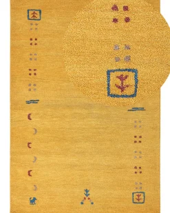 Gabbeh Teppich Wolle Gelb 160 X 230 Cm Hochflor Akalan