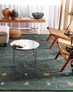 Gabbeh Teppich Wolle Grun 200 X 300 Cm Kurzflor Calti
