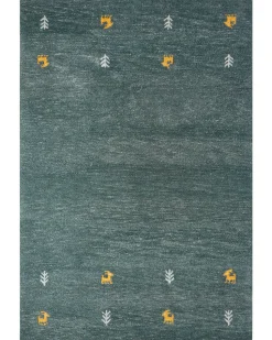 Gabbeh Teppich Wolle Grun 200 X 300 Cm Kurzflor Calti