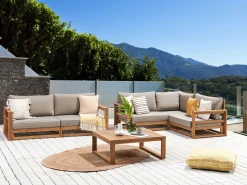 Garten Beistelltisch Akazienholz Hellbraun 90 X 75 Cm Timor Ii