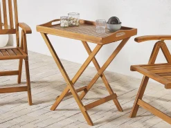 Garten Beistelltisch Akazienholz Hellbraun Klappbar Java