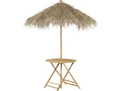 Garten Beistelltisch Mit Sonnenschirm Bambusholz Seegras Molise
