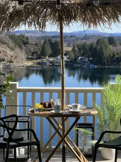 Garten Beistelltisch Mit Sonnenschirm Bambusholz Seegras Molise