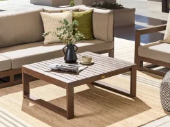 Garten Beistelltisch Zertifiziertes Akazienholz Dunkelbraun 90 X 75 Cm Timor Ii