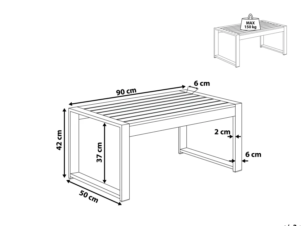 Garten Couchtisch Aluminium Dunkelgrau 90 X 50 Cm Salerno