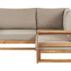 Garten Ecksofa Akazienholz Hellbraun 2-Sitzer Auflagen Taupe Timor Ii