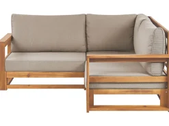 Garten Ecksofa Akazienholz Hellbraun 2-Sitzer Auflagen Taupe Timor Ii