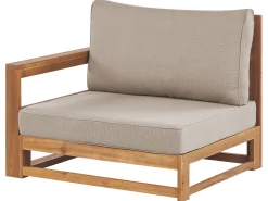 Garten Ecksofa Akazienholz Hellbraun 2-Sitzer Auflagen Taupe Timor Ii