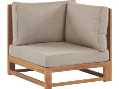Garten Ecksofa Akazienholz Hellbraun 2-Sitzer Auflagen Taupe Timor Ii