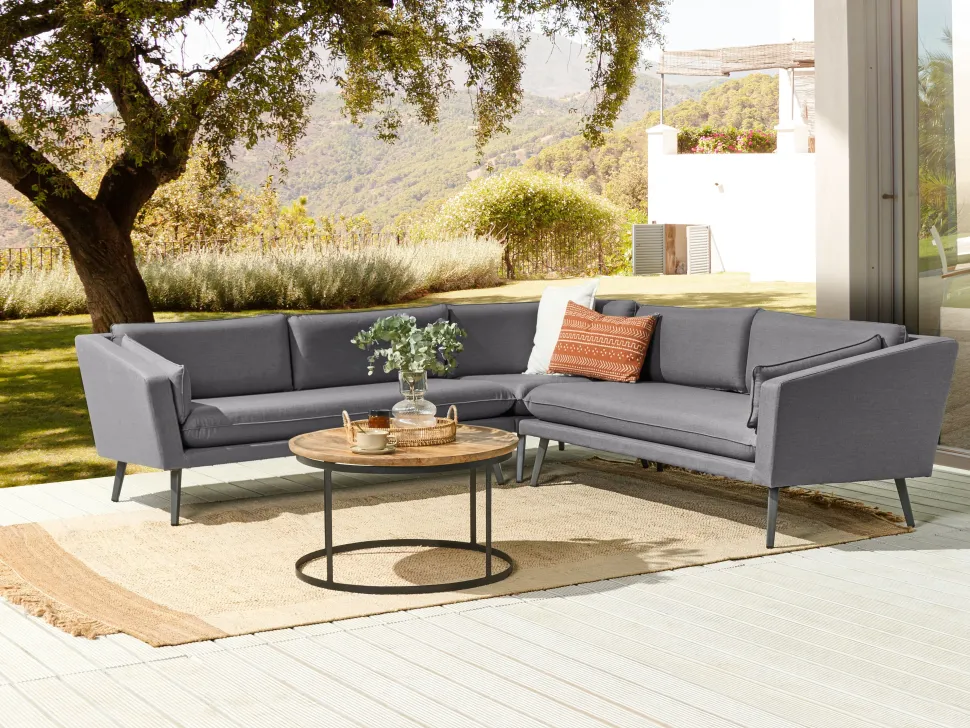 Garten Ecksofa Grau 5-Sitzer Modular Loretello