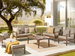 Garten Lounge-Set Zertifiziertes Akazienholz Dunkel 7 Sitzer Pataja