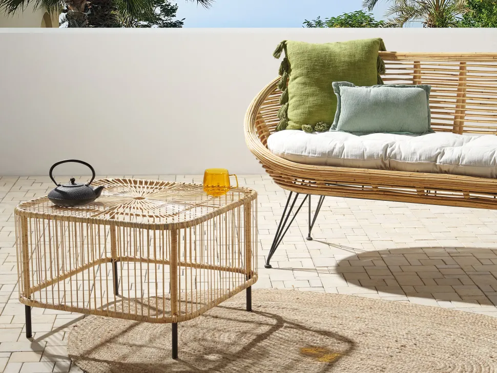 Garten Rattan Couchtisch 67 X 67 Cm Natur Cesenatico