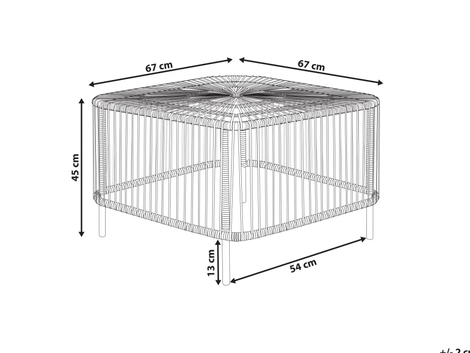 Garten Rattan Couchtisch 67 X 67 Cm Natur Cesenatico