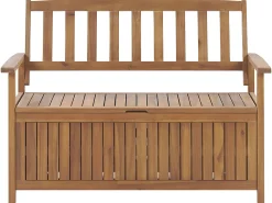 Gartenbank Akazienholz Hellbraun 120 Cm Mit Stauraum Sovana