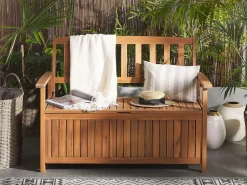 Gartenbank Akazienholz Hellbraun 120 Cm Mit Stauraum Sovana