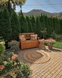 Gartenbank Akazienholz Hellbraun 120 Cm Mit Stauraum Sovana