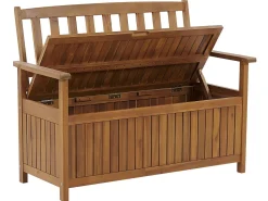 Gartenbank Akazienholz Hellbraun 120 Cm Mit Stauraum Sovana