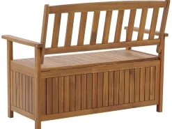 Gartenbank Akazienholz Hellbraun 120 Cm Mit Stauraum Sovana