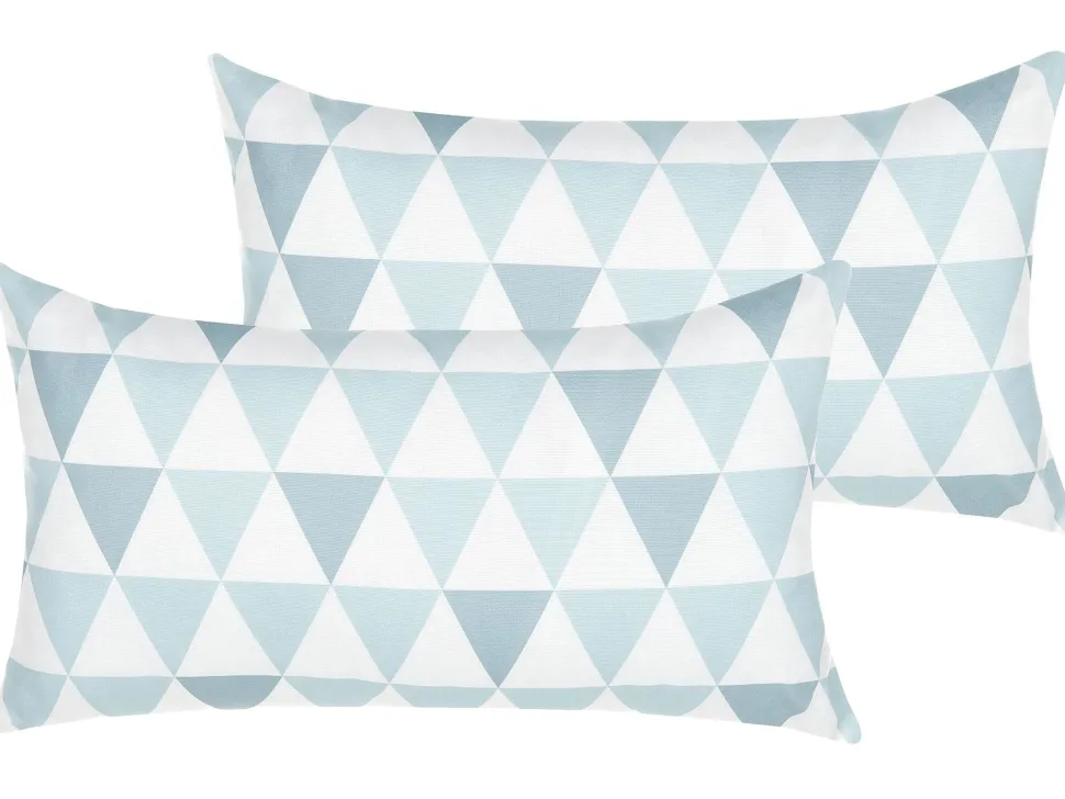 Gartenkissen Dreiecke Blau-Weiss 40 X 70 Cm 2Er Set Trifos