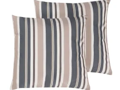 Gartenkissen Dunkelblau-Beige Gestreift 40 X 40 Cm 2Er Set Kastos