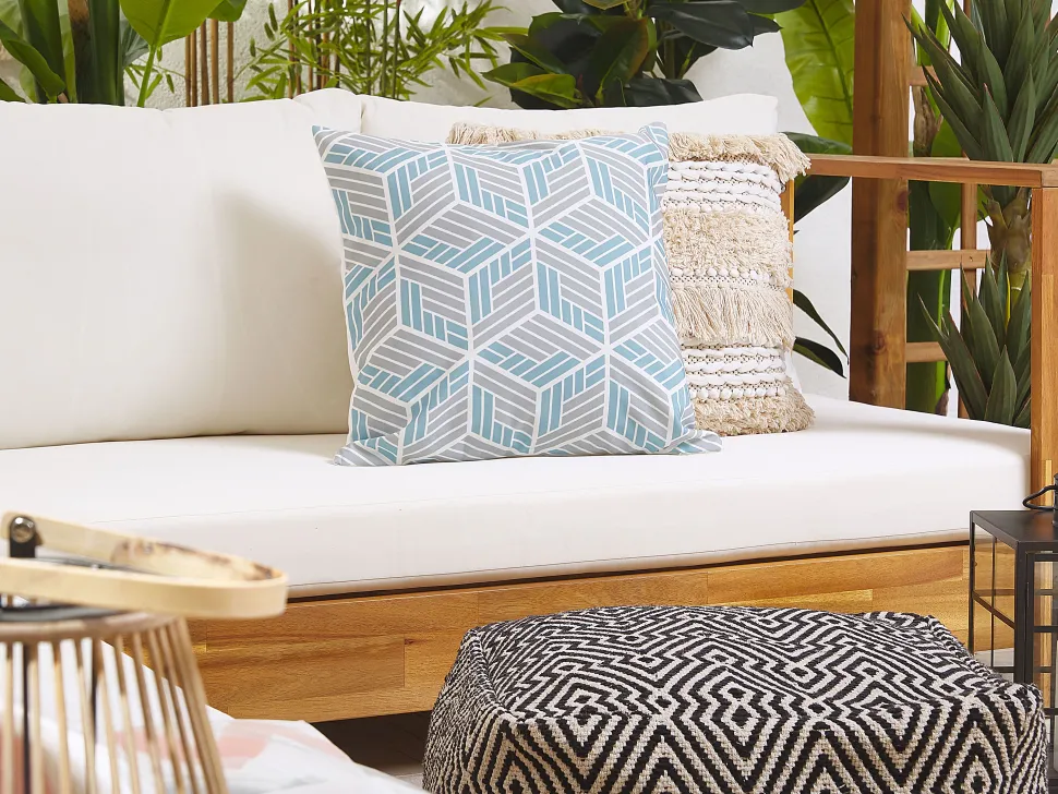 Gartenkissen Rautenmuster Grau-Blau 45 X 45 Cm 2Er Set Veggio