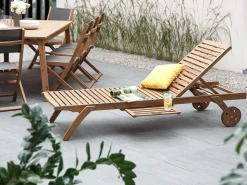 Gartenliege Akazienholz Hellbraun Rollbar Cesana