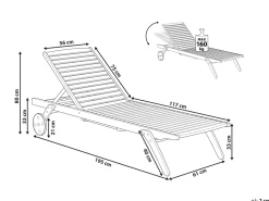 Gartenliege Akazienholz Hellbraun Rollbar Cesana