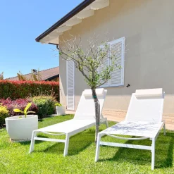 Gartenliege Aluminium Textilbespannung Weis Catania Ii