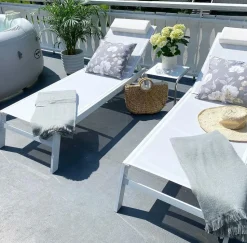 Gartenliege Aluminium Textilbespannung Weis Catania Ii