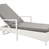 Gartenliege Rattan Weis Auflage Grau Vasto