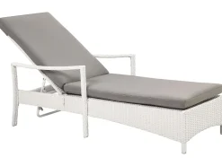 Gartenliege Rattan Weis Auflage Grau Vasto