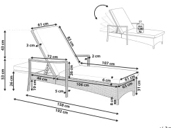 Gartenliege Rattan Weis Auflage Grau Vasto