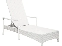 Gartenliege Rattan Weis Auflage Grau Vasto