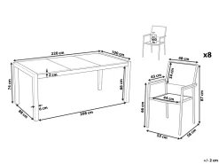 Gartenmöbel Set Crashglas 220 X 100 Cm 8-Sitzer Stühle Textilbespannung Beige Grosseto