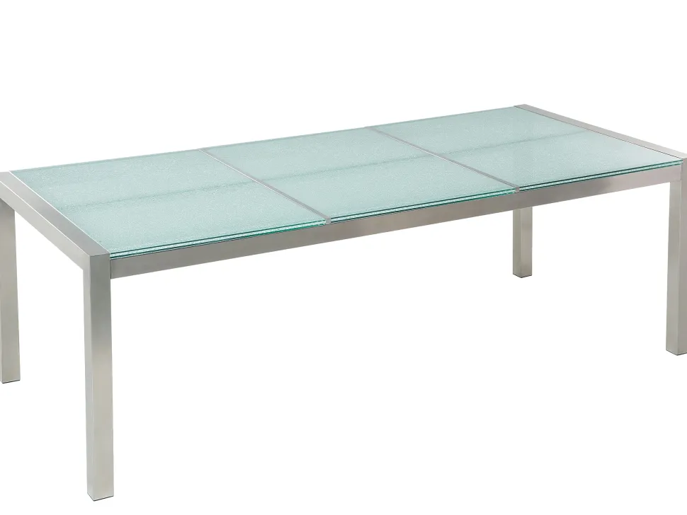 Gartenmöbel Set Crashglas 220 X 100 Cm 8-Sitzer Stühle Textilbespannung Beige Grosseto