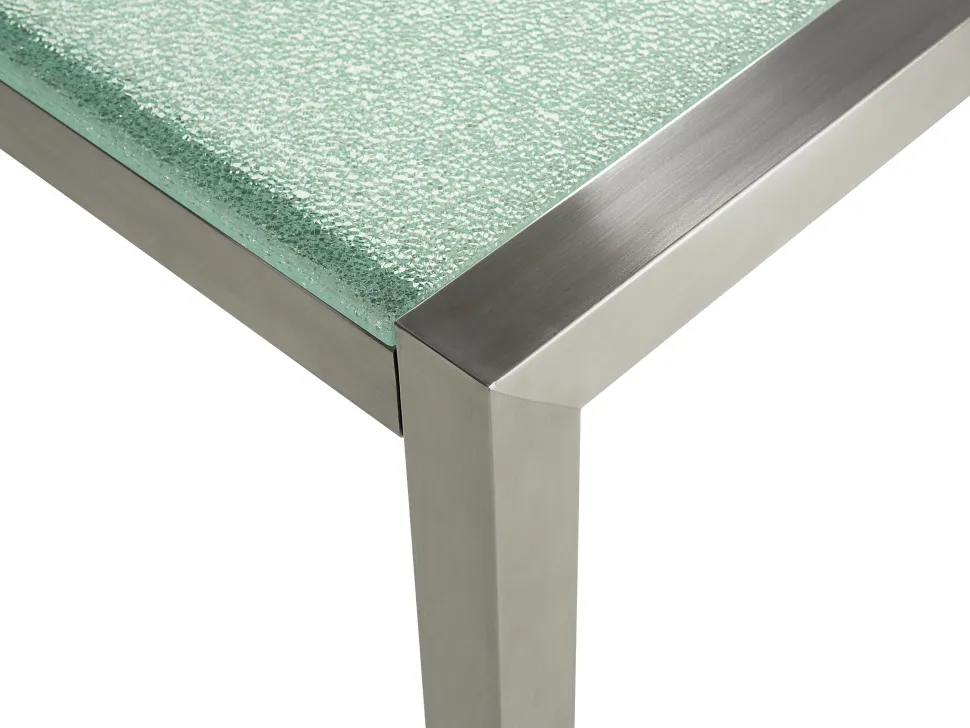 Gartenmöbel Set Crashglas 220 X 100 Cm 8-Sitzer Stühle Textilbespannung Beige Grosseto