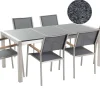 Gartenmöbel Set Granit Grau Poliert 180 X 90 Cm 6-Sitzer Stühle Textilbespannung Grau Grosseto