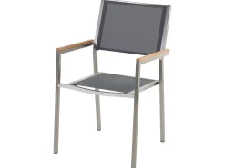 Gartenmöbel Set Granit Grau Poliert 180 X 90 Cm 6-Sitzer Stühle Textilbespannung Grau Grosseto