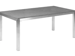 Gartenmöbel Set Granit Grau Poliert 180 X 90 Cm 6-Sitzer Stühle Textilbespannung Weis Grosseto