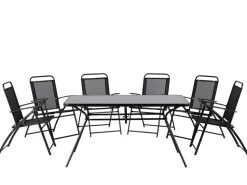 Gartenmöbel Set Stahl Schwarz 6-Sitzer Livo