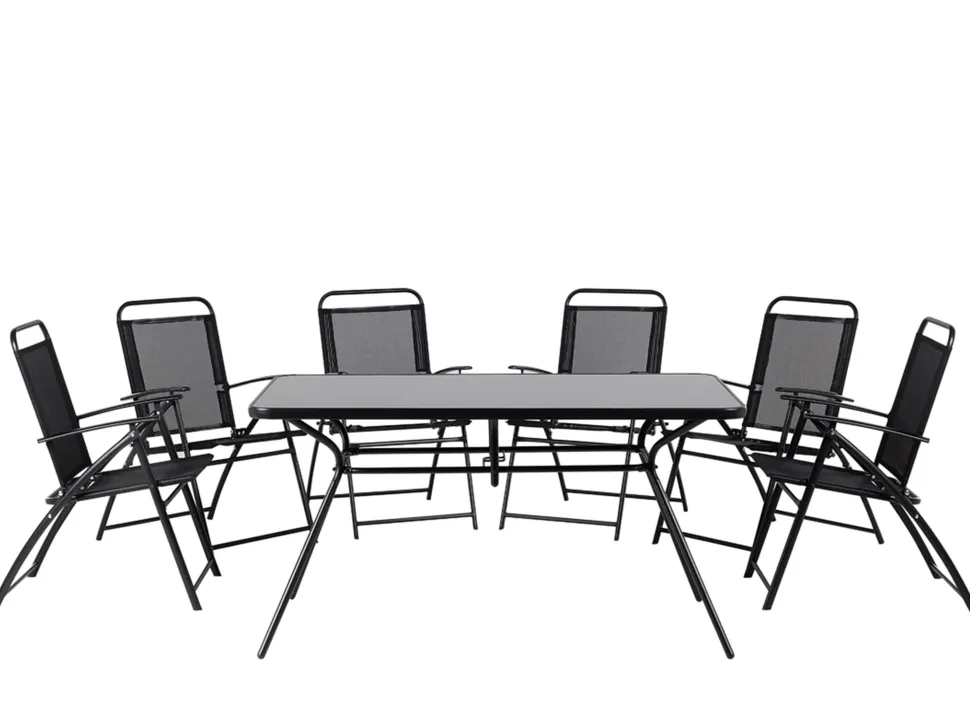 Gartenmöbel Set Stahl Schwarz 6-Sitzer Livo
