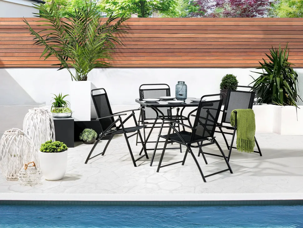Gartenmöbel Set Stahl Schwarz 6-Sitzer Livo