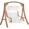 Gartenschaukel Larchenholz Dunkelbraun Sonnendach Beige Aprilia