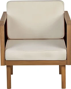 Gartensessel Akazienholz Hellbraun Auflagen Creme Baratti