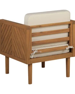 Gartensessel Akazienholz Hellbraun Auflagen Creme Baratti