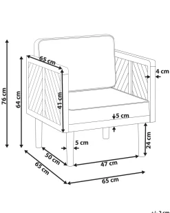 Gartensessel Akazienholz Hellbraun Auflagen Creme Baratti