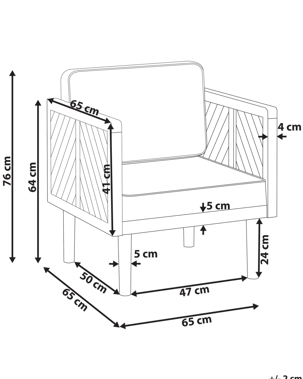 Gartensessel Akazienholz Hellbraun Auflagen Creme Baratti