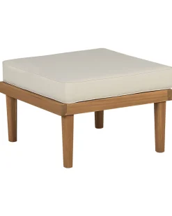 Gartensessel Akazienholz Hellbraun Auflagen Creme Mit Ottomane Baratti