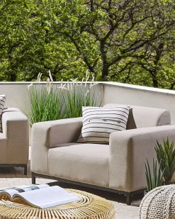 Gartensessel Beige / Schwarzes Gestell 2Er Set Rovigo