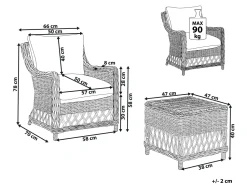 Gartensessel Mit Hocker Rattan Naturlich Auflagen Cremeweis Ribolla